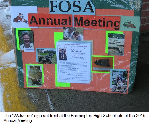 Sign with various pictures related to the annual meeting.